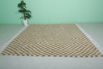 Checkered Moroccan Rug – 8 x 8.4 ft Handwoven Brown & Cream Pattern