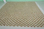 Checkered Moroccan Rug – 8 x 8.4 ft Handwoven Brown & Cream Pattern