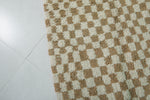 Checkered Moroccan Rug – 8 x 8.4 ft Handwoven Brown & Cream Pattern