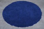 Round Moroccan Wool Rug – 5.9 ft in Royal Blue | Luxurious Boho Accent