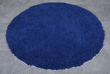 Round Moroccan Wool Rug – 5.9 ft in Royal Blue | Luxurious Boho Accent