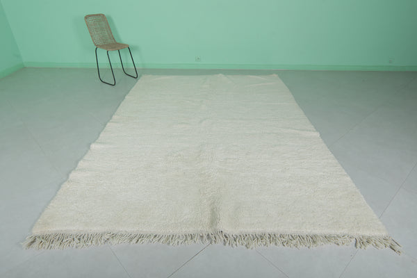 6.8 x 9.5 FT Moroccan wool rug - Luxurious handcrafted beige shag rug