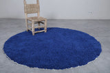 Round Moroccan Wool Rug – 5.9 ft in Royal Blue | Luxurious Boho Accent