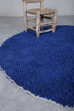 Round Moroccan Wool Rug – 5.9 ft in Royal Blue | Luxurious Boho Accent