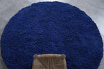 Round Moroccan Wool Rug – 5.9 ft in Royal Blue | Luxurious Boho Accent