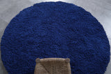 Round Moroccan Wool Rug – 5.9 ft in Royal Blue | Luxurious Boho Accent