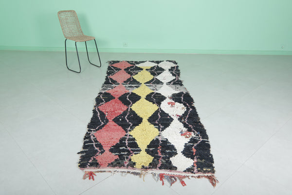Moroccan berber rug – 3.7 x 9.1 ft | Handmade colorful diamond pattern