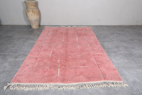 Moroccan pink rug - modern grid pattern | 6.4 x 9.7 ft handwoven wool