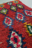 Handwoven Moroccan Rug - Vibrant Red Geometric Pattern 2.9 x 7.4 ft