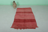 Red handmade berber Moroccan Rug, 3 FT X 5.6 FT