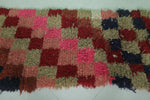 Vibrant Moroccan Berber Rug 2.1 FT × 5.2 FT - Checkerboard in Bold Pinks and Reds