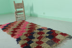 Vibrant Moroccan Berber Rug 2.1 FT × 5.2 FT - Checkerboard in Bold Pinks and Reds