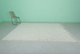 Classic Moroccan Rug - 6.4 x 9.6 Ft, Subtle Diamond Pattern in Soft White