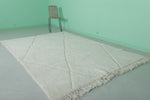 Classic Moroccan Rug - 6.4 x 9.6 Ft, Subtle Diamond Pattern in Soft White