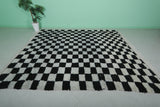 Large Black & White Checkered Moroccan Rug – 9.1 x 9.9 ft, Handwoven