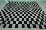 Large Black & White Checkered Moroccan Rug – 9.1 x 9.9 ft, Handwoven