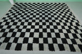 Large Black & White Checkered Moroccan Rug – 9.1 x 9.9 ft, Handwoven