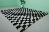 Large Black & White Checkered Moroccan Rug – 9.1 x 9.9 ft, Handwoven