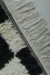 Large Black & White Checkered Moroccan Rug – 9.1 x 9.9 ft, Handwoven