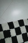 Large Black & White Checkered Moroccan Rug – 9.1 x 9.9 ft, Handwoven