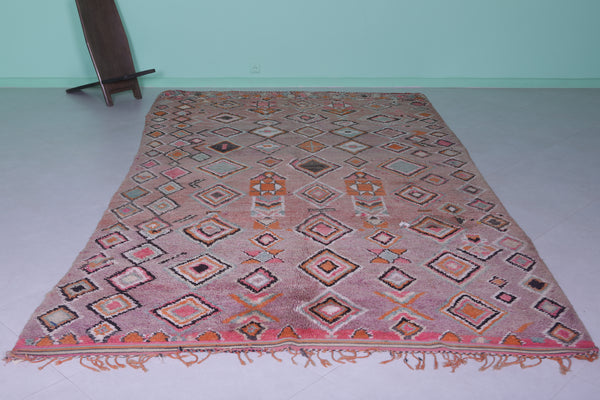 Large vintage Moroccan rug 6.7 x 12.3 FT - Pink diamond motifs
