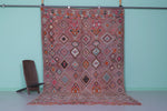 Large Vintage Moroccan Rug 6.7 x 12.3 FT - Pink Diamond Motifs