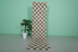 2.5 x 9.7 FT Moroccan Checkered Runner Rug – Handwoven Wool Hallway Rug