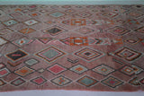 Large Vintage Moroccan Rug 6.7 x 12.3 FT - Pink Diamond Motifs