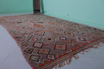 Large Vintage Moroccan Rug 6.7 x 12.3 FT - Pink Diamond Motifs