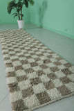 2.5 x 9.7 FT Moroccan Checkered Runner Rug – Handwoven Wool Hallway Rug