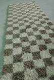 2.5 x 9.7 FT Moroccan Checkered Runner Rug – Handwoven Wool Hallway Rug