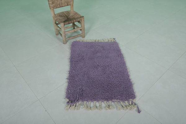 2 x 3 FT Moroccan rug – Soft purple accent rug with fringe