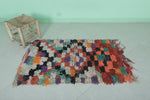 Colorful Boucherouite Moroccan Berber Rug - 2.6 FT X 4.1 FT | Vibrant Handmade Decor