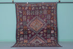 Vintage Moroccan Rug 6 x 8.8 Ft Handwoven Geometric Pattern | Boho Decor