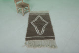 2.2 x 3.7 FT Small Moroccan Accent Rug – Brown with Diamond Pattern