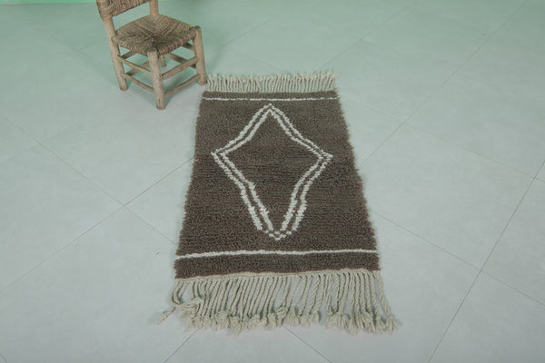 2.2 x 3.7 FT small Moroccan accent rug – Brown with diamond pattern