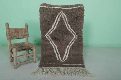 2.2 x 3.7 FT Small Moroccan Accent Rug – Brown with Diamond Pattern