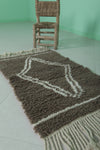 2.2 x 3.7 FT Small Moroccan Accent Rug – Brown with Diamond Pattern