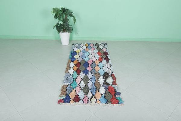 Colorful handmade berber runner rug – 2.5 x 6.5 FT | Moroccan boucherouite