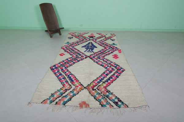 Vintage colorful handmade Moroccan berber rug - 4.5x8.4 FT