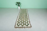 Moroccan Berber Rug - 2.8 x 8.5 ft | Handwoven Ivory with Green & Yellow Accents