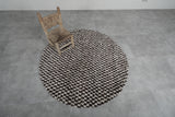 Handwoven Moroccan Round Rug - Brown Checkered Berber Design