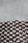 Round Brown and White Checkered Moroccan Wool Rug - 5 ft