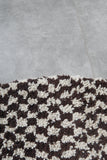 Round Brown and White Checkered Moroccan Wool Rug - 5 ft