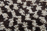 Handwoven Moroccan Round Rug - Brown Checkered Berber Design