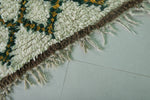 Moroccan Berber Rug - 2.8 x 8.5 ft | Handwoven Ivory with Green & Yellow Accents