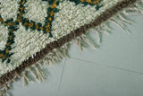 Moroccan Berber Rug - 2.8 x 8.5 ft | Handwoven Ivory with Green & Yellow Accents