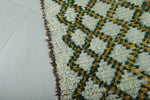 Moroccan Berber Rug - 2.8 x 8.5 ft | Handwoven Ivory with Green & Yellow Accents