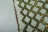 Moroccan Berber Rug - 2.8 x 8.5 ft | Handwoven Ivory with Green & Yellow Accents