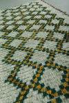Moroccan Berber Rug - 2.8 x 8.5 ft | Handwoven Ivory with Green & Yellow Accents